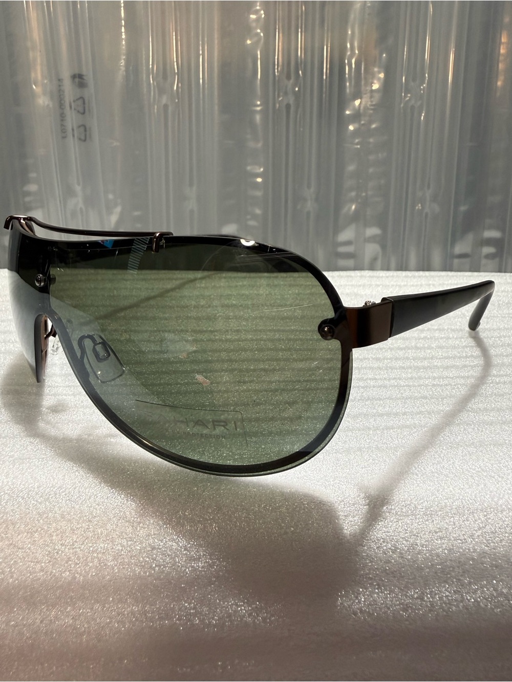 Tahari Men’s TM136 MBRN Shield Wrap Sunglasses Matte Brown Frame Green Lens